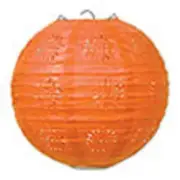 3 orange paper lace pattern lanterns 8" diameter wedding party decorations