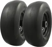 MARASTAR 00232-2PK Universal Fit Flat-Free 11x4.00-5 Tire and Wheel Assembly, Zero Turn Lawn Mower Replacement Tires, Smooth Tread, Adapter Kit Included, 2 Pack