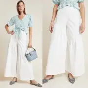 NWT By Anthropologie Corfu Wide Leg White Pant Size 4