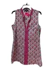 NWT Liza Byrd Geo Print Pink Embroidery Tunic Dress Cover Up Womens Sz L