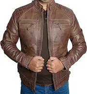 [YOHAAN LEATHERS] Mens Lambskin Real Lather Jacket - Premium Leather Cafe Race Jackets for Men