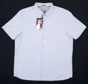 Ted Baker Mens Sz 6 2XL Slim Fit Soft Touch Polynosic Geo Short Sleeve Shirt NWT
