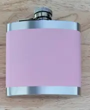 Flask, Pink, Stainless Steel, 6 oz.