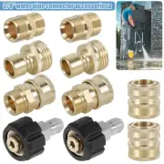 9Pcs Pressure Washer Adapter Set 5000PSI M22 to 3/8inch Quick Connect gujPC