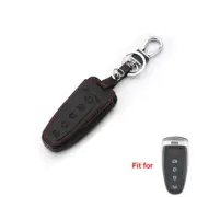 Black Leather Remote Smart 5 Buttons Key Holder Cover Case For Ford Edge Escape