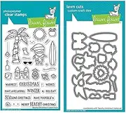 Lawn Fawn Beachy Christmas 4"x6" Clear Stamp Set, Coordinating Dies, Bundle of 2 Items (LF2945, LF2946)