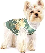 World Map Retro print Tshirts for Small Dogs Dog's Fashion Shirt Breathable Sleeveless Shirts for Small Dogs