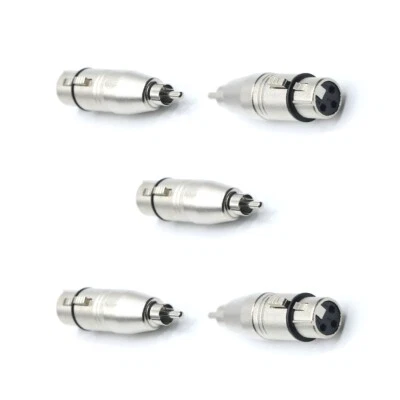5 Pack of XLR Female To RCA Male Adapters