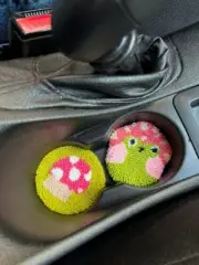 Set of two cup holder coaster for car | Tufted Car Accessories for Women