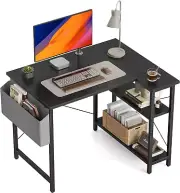 40 Inch Small L Shaped Computer Desk with Storage Shelves Home Office Corner Des