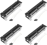 Mellisso 4X Network Tool Kit 12 Port CAT6 Patch Panel RJ45 Networking Wall Mount Rack with Wall Mount Bracket