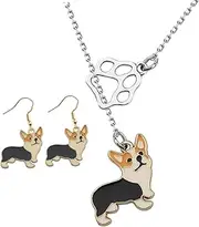 [CTIRCHIU] 1set Corgi Pendant Jewelry Adorable Corgi Earrings Necklace for Women and Girls for Daily Wear and Parties Chic Design to Elevate Your Style