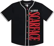 [Scarface] Tony Montana Men's Jersey - Mesh Button Down Baseball Jersey Movie Retro Fashion Top
