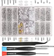 bayite Eyeglass Sunglass Repair Kit with Nose Pads (4 Types, 8 Pairs) Screws Tweezers Screwdriver 21 Types 1000Pcs Assortment Screws for Watch