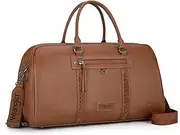 [Montana West] Wrangler Travel Duffel Bag Large Weekender Bag for Women Designer Carry on Overnight Bag, Chestnut brown