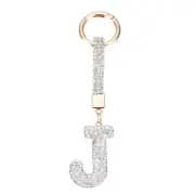 Bling Car Letter Charm, Car Rear View Mirror Charm Silver Initial Letter, J