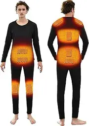[IMYOGI] Cozy 9 Areas Heating Underwear Suit, USB Electric Thermal Underwears Heated Shirt and Pants for Man Woman Outdoor Sport