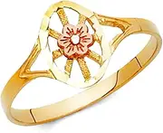 [JewelryWeb] 14k Yellow Gold and White Gold Fancy Flower Ring Size 7 Band Style-Ring for Women