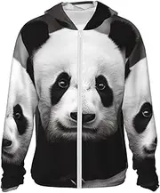 [LHBWCVN] UPF 50+ Light Jacket Full Zip Sun Protection Hoodie for Women Men Long Sleeve Cute Black and White Panda Sun Shirts