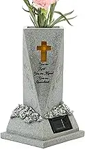 Cemetery Vase for Grave Decorations | Solar LED Flower Vase,Hand-Painted Cemetery Decorative Statue Vase for Garden, Cemetery, Lawn, Courtyard