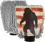 XYMZR Sasquatch America Tree Absorbent Microfiber Car Wash Mitt, Funny Cute Anime Scratch Free for Cars Cleaning, Home Cleaning Mitts, 2 Pack, 10.24” L x 7.09” W