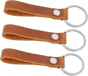 [AKOOSY] 3pcs Leather Key Charms Keychain Leather Key Rings Anti-lost Keychain For Men Women Car Office Home Keychain
