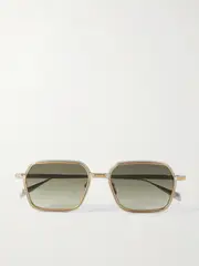 [Jacques Marie Mage] Jacques Marie Mage - Admiral Square-frame Gold- And Silver-tone Titanium Sunglasses - One size One size Silver