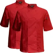 2-Pack Cool Breeze Side Vent Chef Coat (Red, L)