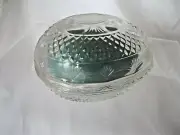 VINTAGE AVON 1977 FOSTORIA EGG CRYSTAL SOAP DISH "SPRING LILACS" - NEW IN BOX