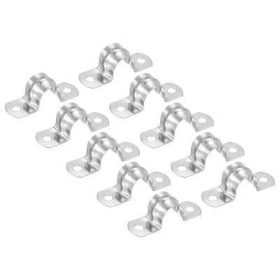 45mm Rigid Pipe Strap Clamp, 10 Pcs Stainless Steel Two Hole U-shape Tube Clip
