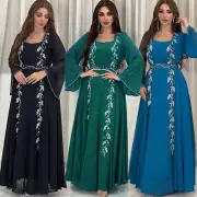 Ramadan Abaya Women Embroidery Long Maxi Dress Kaftan Dubai Islamic Arab Caftan