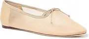 [UBWDU] Mesh Ballet Flats for Women Round Closed Toe Mary Jane Flats Ballerina Shoes with Bow, Beige, 11