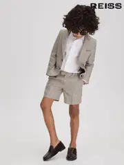 Reiss Oatmeal Auto 3-9 yrs Single Breasted Textured Linen Blazer (U49329) | $220