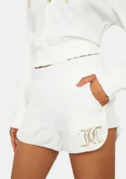 [JUICY COUTURE] Cream Soda Monogram Velour Retro Shorts