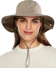 [SHINCHIC] Waterproof Bucket Rain Hat for Women Wide Brim Summer UPF50+ Cowboy Sun Hat Men Foldable Soft Floppy Beach Hat