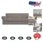 Non-Slip Stretch Sofa Slipcover Set - Machine Washable for Pets & Kids, Taupe