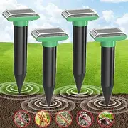 Solar Mole Repeller Solar Powered with Extreme Radius with Ultrasound for Mole Gopher Snakes Vole and Rodent (Pack of 4)