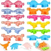 HyDren12 Pieces Play Dough Tools Dinosaur Plastic Molds Kits Colorful Dinosaur World Dough Toys Set for Play with Animals Presents Party Favors