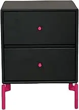 BLLWDY Dopamine Style Bedside Table, Modern and Cute Two Drawer Bedside Table, Bedroom Color Storage Cabinet (Black+Rose Red)