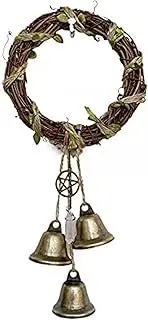 Wind Chime Vine Circle Rattan Weaving Rope Ring Vintage Mysterious Decoration for Door Window Balcony-A