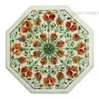 15" Marble Side Table Top semi precious stones inlay Handmade Decor