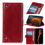 For iPhone 12 Pro Max Case, Copper Buckle Nappa Texture Folio PU Leather Case Wallet, Red Wine