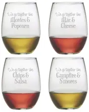 susquehanna Set of Four 21oz We Go Together Stemless Wine Glasses