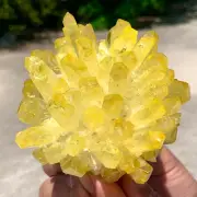 378G Newly discovered yellow phantom quartz crystal cluster mineral sample