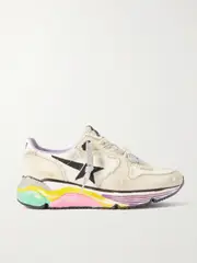 [Golden Goose] Golden Goose - Running Sole Distressed Leather And Canvas Sneakers - Off-white - IT36 IT 36 Off-white