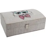 LVD Sophisticated Linen/MDF 22cm Jewellery Box Accessory Storage Rectangle