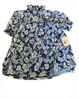 Blue Floral HARLOW & Rose boho Peasant Top NWT S