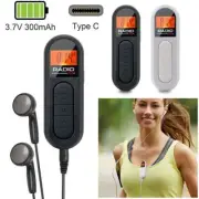 Mini Digital Portable Pocket LCD FM Radio Stereo USB Rechargeable With Earphone