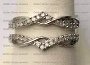 10k White Gold Wave desgn Split Shank Solitaire Enhancer Diamond Ring Guard Wrap