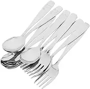 ERINGOGO 5 Sets Boys and Girls Spoon Fork Toddlers Utensil Set Boys and Girls Metal Silverware Baby Feeding Spoon Comfortable to Hold Dishwasher Safe